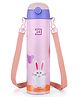 Pexpo Pixy Cute Design Hot & Cold Thermoflask  Rabbit Print|Stainless Steel Water Bottle for Kids & Adults Vacuum Insulated Portable Handle Double Wall - 470 ml