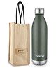 Pexpo Electro 24 Hrs Hot & Cold Vacuum Flask with Jute Bag Stainless Steel Water Bottle Thermoflask  Office Bottle Workout Travelling Home 1800 ml - Military Green
