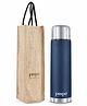 Pexpo Flamingo|ISI Certified|Vacuum Insulated Hot & Cold Stainless Steel Flask |Jute Bag|- 1000ml Denim Blue |Steel Bottle|Thermoflask|Leak Proof|Travelling|School & Trekking|Office|Men, Women & Kids