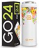 Pexpo Steel Vacuum Insulated Coffee Tumbler Hot & Cold Double Wall Flask Leak Proof Travel Mug for Office and Car ISI Certified Stainless White UV Flower Print - 500 ml