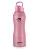 Pexpo Belly Stainless Steel Water Bottle with Straw Lid Sipper Cap Candy Pink Fast Cooling Single Wall Easy Grip Pink - 750 ml