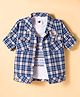 Rikidoos Cotton Woven Full Sleeves Checkered Shirt with Inner T-Shirt - Blue & White