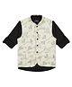 Charchit Cotton Blend Woven Geometric Embroidered Jacket With Full Sleeves Shirt - Black