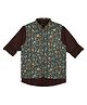 Charchit Cotton Blend Woven Full Sleeves Solid Shirt With Floral Printed Jacket - Grey