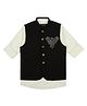 Charchit Cotton Blend Woven Bird Embellished Jacket With Full Sleeves Shirt - Black