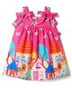 Twetoons Cotton Woven Sleeveless Flared One Piece Frock With Castle Print - Pink