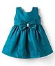 Twetoons Satin Woven Sleeveless Flared Party Dress With Bow Applique - Teal Blue