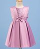 Twetoons Satin Woven Sleeveless Party Dress with Sequin Detailing & Bow Applique - Purple