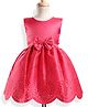 Twetoons Satin Woven Sleeveless Solid Party Dress with Bow Applique - Dark Pink