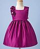 Twetoons Satin Woven Sleeveless Party Dress with Floral Applique - Wine
