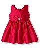 Twetoons Satin Woven Sleeveless Solid Party Dress with Bow Applique - Dark Pink