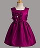 Twetoons Satin Woven Flared Sleeveless Party Dress With Corsage - Wine