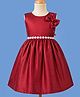 Twetoons Satin Woven Sleeveless Party Dress with Bow Applique - Maroon