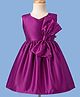 Twetoons Satin Woven Sleeveless Solid Party Dress with Bow Applique - Wine