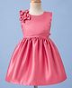 Twetoons Satin Woven Sleeveless Solid Party Dress with Bow Applique - Pink
