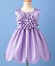 Twetoons Satin Woven Sleeveless Party Dress with Floral Applique - Purple