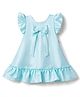 Twetoons Satin Woven Sleeveless Solid Party Dress with Bow Applique - Aqua