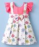 Twetoons Cotton Woven Half Sleeves Frock with Floral Print - Pink