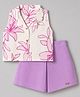 Twetoons Cotton Woven Sleeveless Floral Printed Top & Shorts Set - Purple