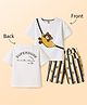 Kids Magic Cotton Knit Half Sleeves T-Shirt & Shorts Set with Teddy Print - Yellow & Charcoal Grey