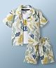 Kids Magic Cotton Knit Half Sleeves Shirt & Shorts Co-ord Set with Tree Print & Inner Tee - Multicolor