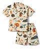 Kids Magic Cotton Knit Half Sleeves Printed Shirt & Shorts Co-ord Set - Beige