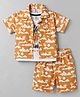 Kids Magic Cotton Knit Half Sleeves Shirt & Shorts Set With T-Shirt & Tropical Theme Print - Orange