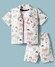 Kids Magic Cotton Knit Half Sleeves Shirt & Shorts Co-ord Set with Animal Print & Inner Tee - White