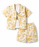 Kids Magic Cotton Knit Half Sleeves Printed Co-Ord Shirt & Shorts With T-Shirt - White & Yellow
