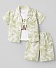 Kids Magic Cotton Knit Half Sleeves Printed Co-Ord Shirt & Shorts With T-Shirt - White & Green