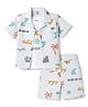 Kids Magic Cotton Knit Half Sleeves Printed Shirt & Shorts Set With T-Shirt - White