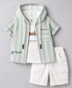 Kids Magic Cotton Knit Half Sleeves Hooded Shirt & Shorts Set With T-Shirt & Text Print - Multicolor