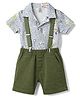 Kids Magic Cotton Knit Half Sleeves Shirt & Shorts Set With Leaf Print - Green