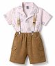 Kids Magic Cotton Knit Half Sleeves Shirt & Shorts Set With Blocks Print - Multicolor