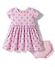 Babyhug Single Jersey Knit Half Sleeves Floral Printed Frock With Bloomer - Pink