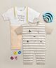 BUMZEE Cotton Knit Pack Of 2 Half Sleeves Colour Blocked & Striped Rompers - Brown & Peach