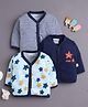 BUMZEE Cotton Knit  Pack of 3 Full Sleeves stars Printed Jhablas - Navy Blue & Mint Green