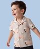 Babyhug 100% Cotton Woven Half Sleeves Shirt with Tropical & Vehicle Print - Light Peach