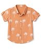 Babyhug Cotton Woven Half Sleeves Shirt with Palm Tree Print - Peach