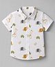 Babyhug Cotton Woven Half Sleeves Shirt with Animal Print - White