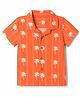 Babyhug Half Sleeve Cotton Woven Resort Collar Printed Shirt with Palm Tree Print -Orange