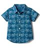 Babyhug 100% Cotton Woven Regular Collar Shirt with Half Sleeves and Palm Trees and Monstera Leaves Print in Blue