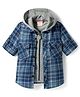 Rikidoos Cotton Woven Full Sleeves Hooded Checks Shirt With Attached T-Shirt - Blue