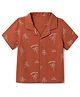 Babyhug Cotton Woven Half Sleeves Shirt with Tropical & Text  Print - Rust Orange