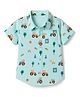 Babyhug Cotton Woven Half Sleeves Shirt with Farm Theme  Print - Aqua Blue