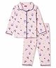 Babyhug Cotton Knit Full Sleeves Bunny Printed Co-ords Shirt & Pyjama Night Suit -Lavender