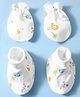 Babyhug 100% Cotton Knit Animal Print Mittens and Booties - White