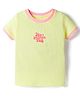Korkak Cotton Knit Half Sleeves Top with Text Embroidery - Lemon Yellow
