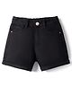 Korkak Solid Color Denim Shorts - Black