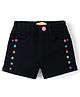 Korkak Denim Shorts with Floral Embroidery - Black